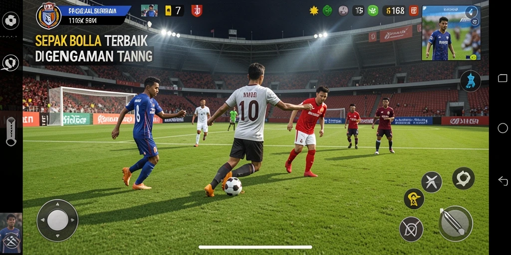 Gameplay mendebarkan dalam pertandingan sepak bola yang seru.