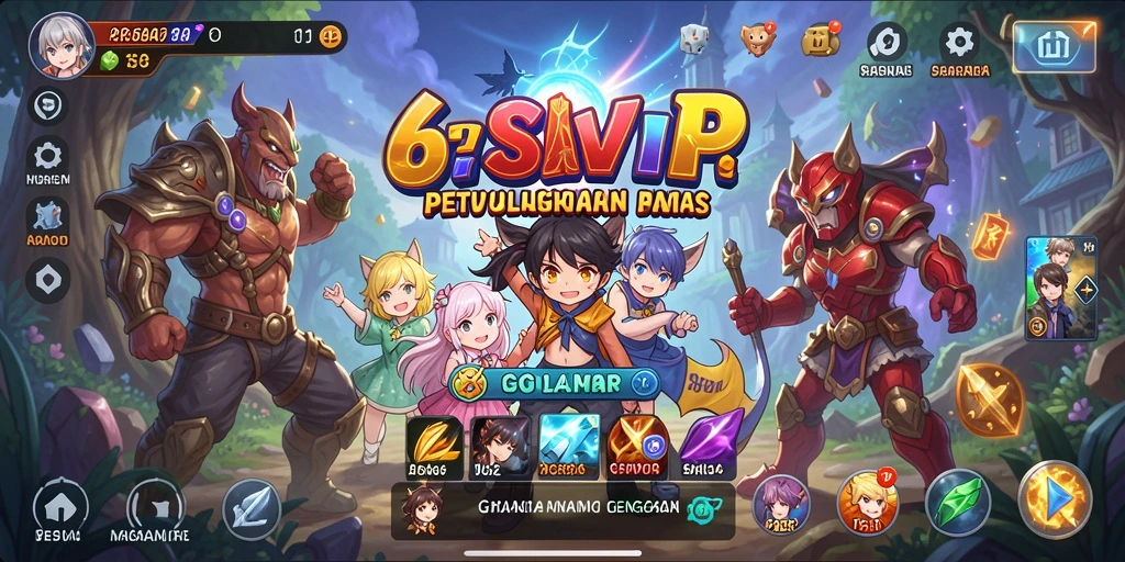 Tampilan gameplay seru dari 6SVIP dengan karakter anime yang menarik.