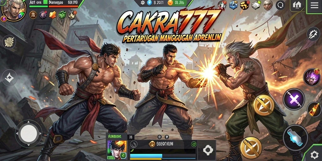 Tampilan gameplay CAKRA777 yang seru dan menegangkan saat bertarung.