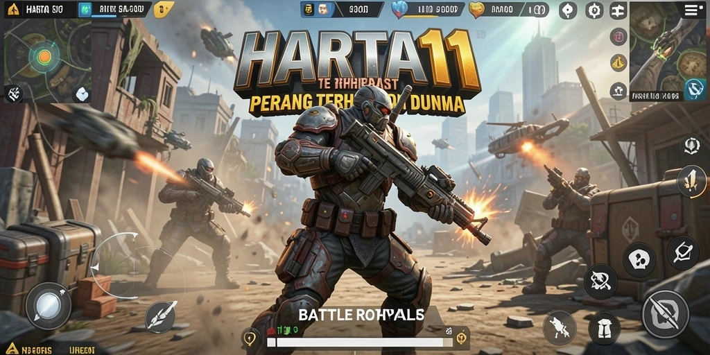 Tampilan gameplay seru dan kompetitif HARTA11 di medan perang.