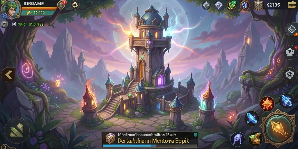 Tampilan gameplay epik IDRGAME di momen pertahanan menara.