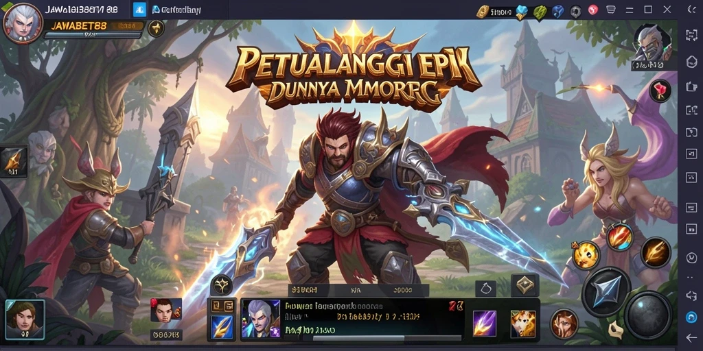 Tampilan gameplay JAWABET88 dengan pertarungan yang seru dan karakter beragam.