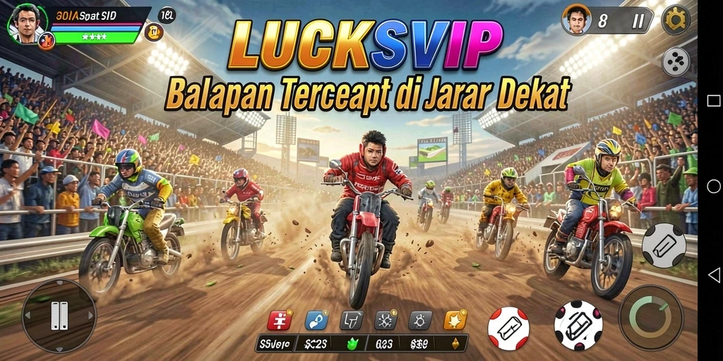 Tampilan mendebarkan dari balapan LUCKSVIP yang penuh aksi.