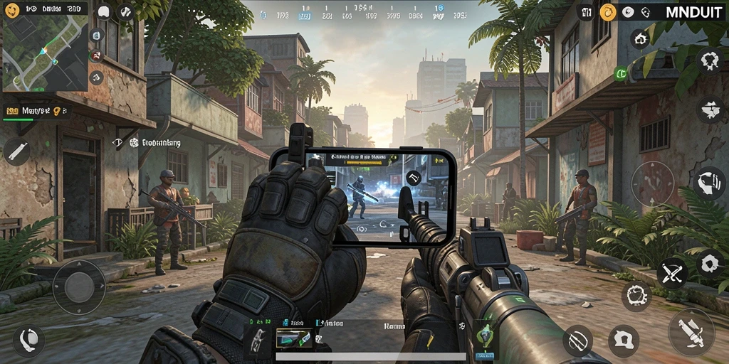 Tampilan gameplay MNDUIT yang mendebarkan dan penuh aksi.