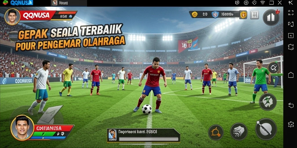 Gameplay mendebarkan dengan grafik sepak bola yang realistis.