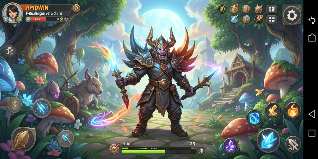Tampilan gameplay RPIDWIN yang penuh aksi dan petualangan.