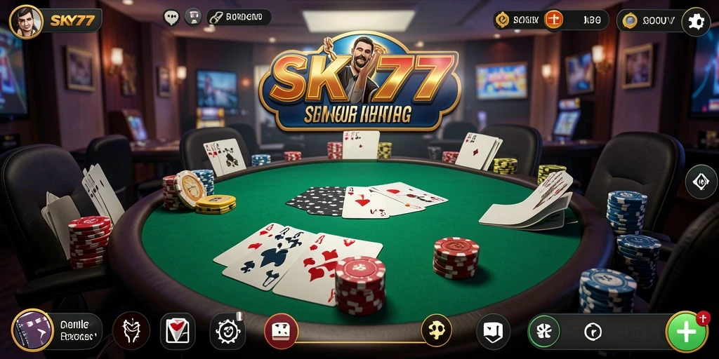 Tampilan permainan Poker yang seru dan interaktif dalam SKY77.