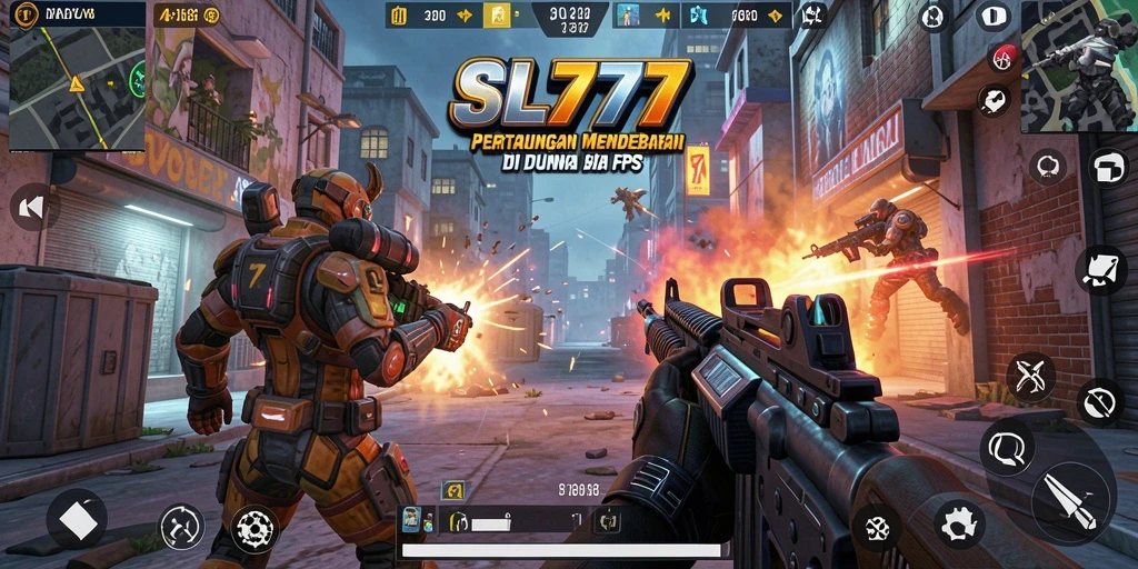 Screenshot gameplay SL777 menampilkan aksi menegangkan dalam pertarungan FPS.