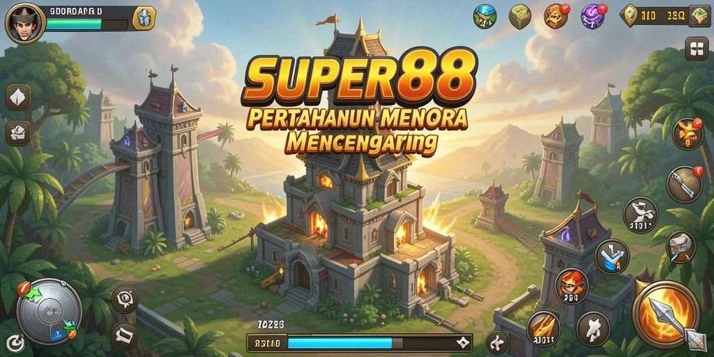 Gameplay SUPER88 yang seru dalam Tower Defense.
